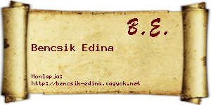 Bencsik Edina névjegykártya